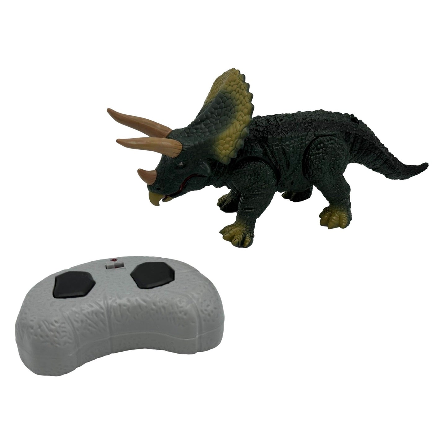 Toy triceratops with remote control.