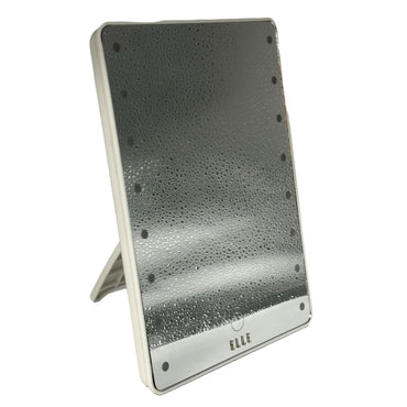 Square Elle makeup mirror with stand.