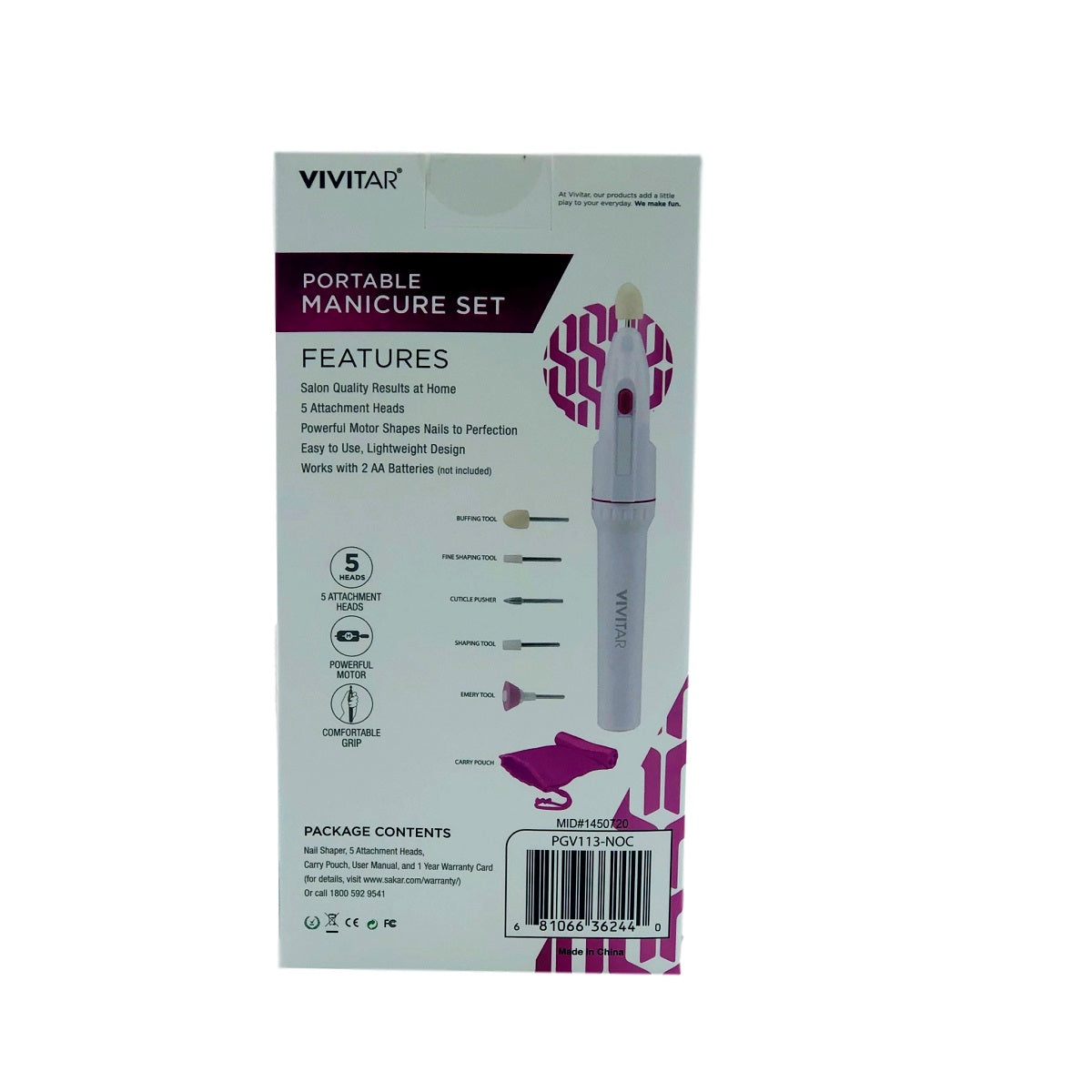 A box of the Vivitar Portable Manicure Set.