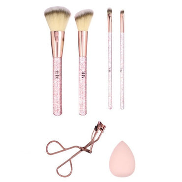 6 PK ROSE GOLD GLITZ AND GLAM BRUSH KIT