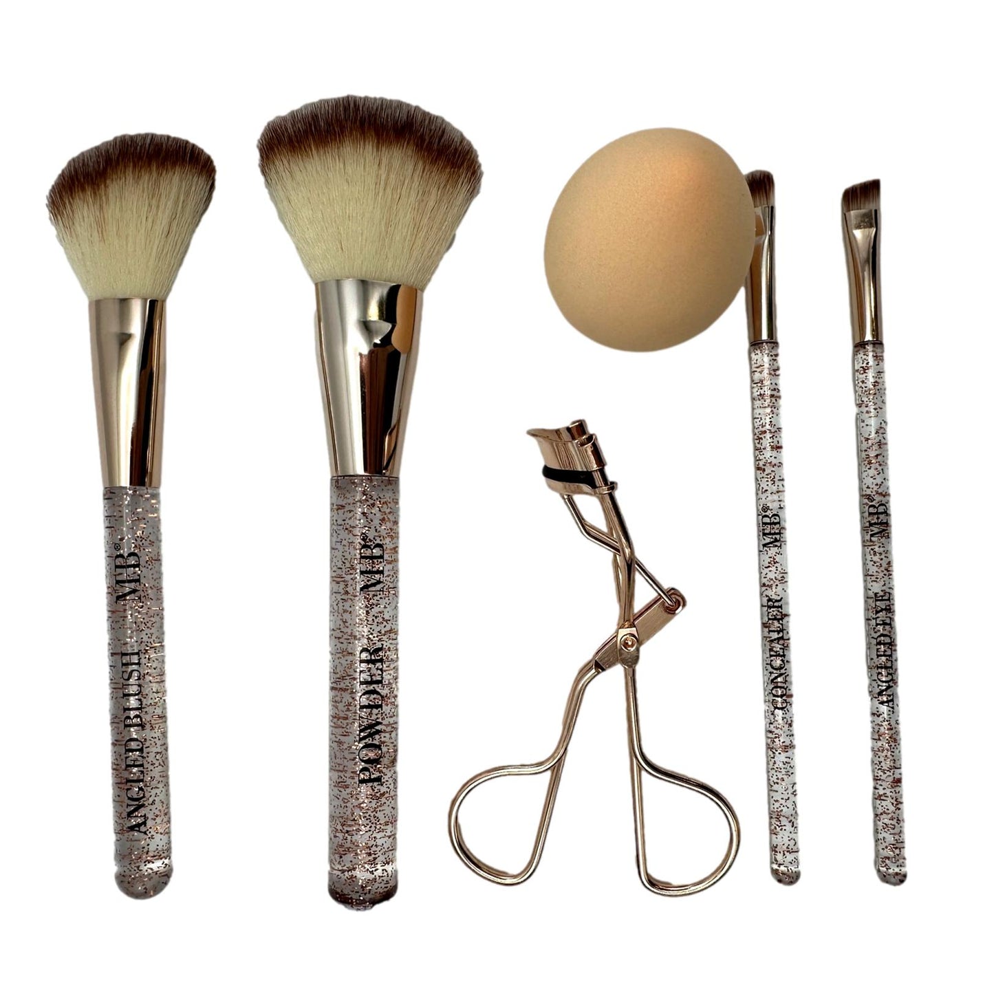 6 PK ROSE GOLD GLITZ AND GLAM BRUSH KIT