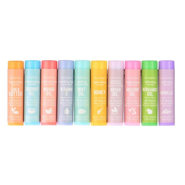 10 PC LIP BALM WITH ESSENTIAL OILS COLLECTION