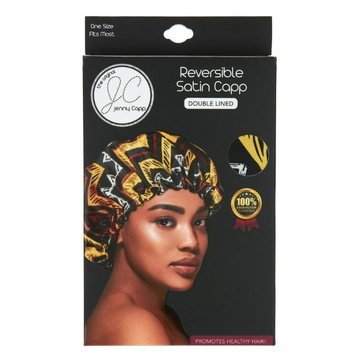 REVERSIBLE TRIBAL PRINT SATIN CAPP