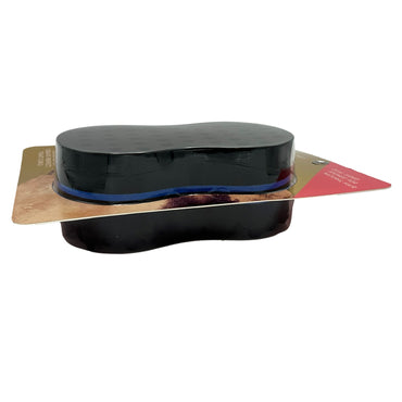 Black sponge with blue band on cardboard package.