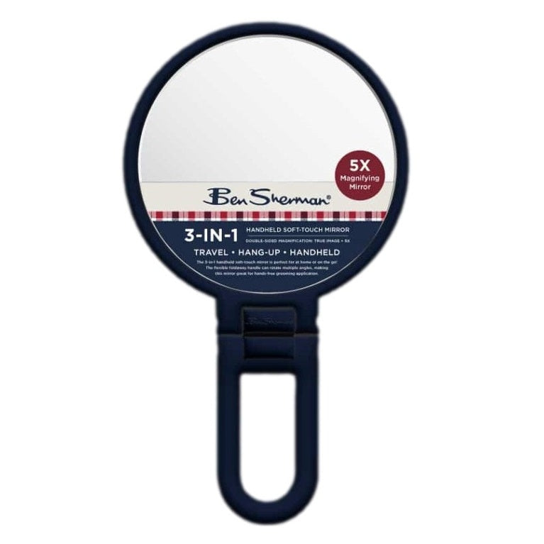 Navy blue Ben Sherman 3-IN-1 handheld magnifying mirror.