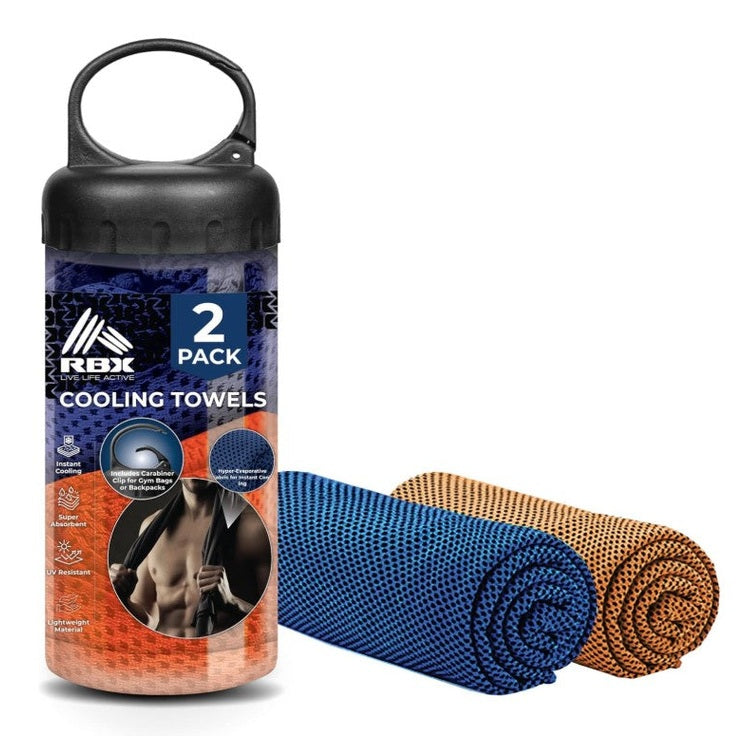 2 PC COOLING TOWELS AND STORAGE BOTTLE