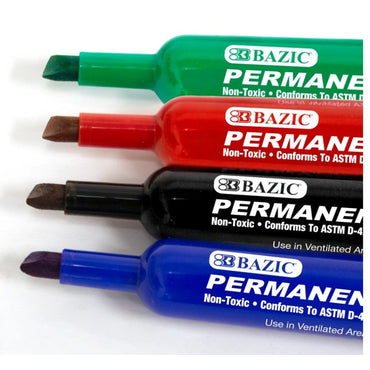 4 CT PERMANENT MARKERS CHISEL TIP MULTI-COLOR