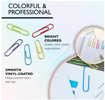100 CT JUMBO COLORED PAPERCLIPS