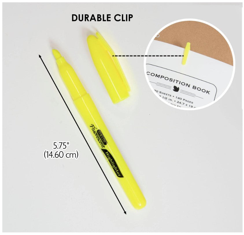 5 PC YELLOW HIGHLIGHTERS CHISEL TIP