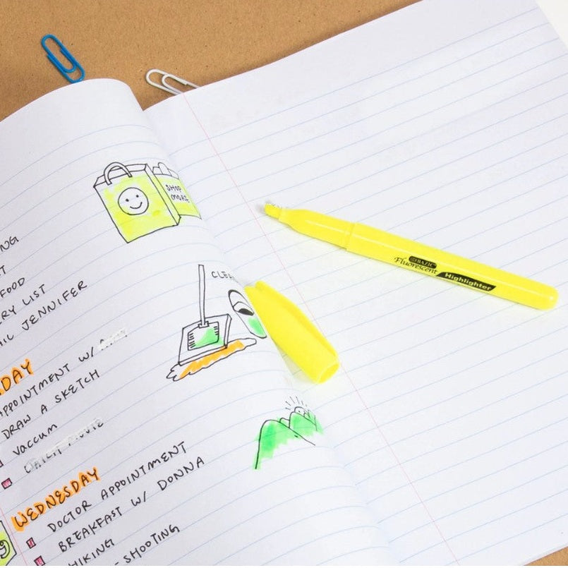 5 RESALTADORES AMARILLOS CON PUNTA DE CINCEL