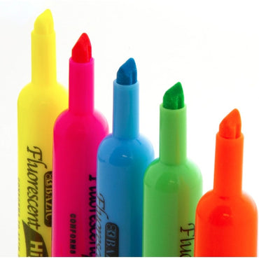 12 RESALTADORES MULTICOLOR CON PUNTA ANCHA DE CINCEL