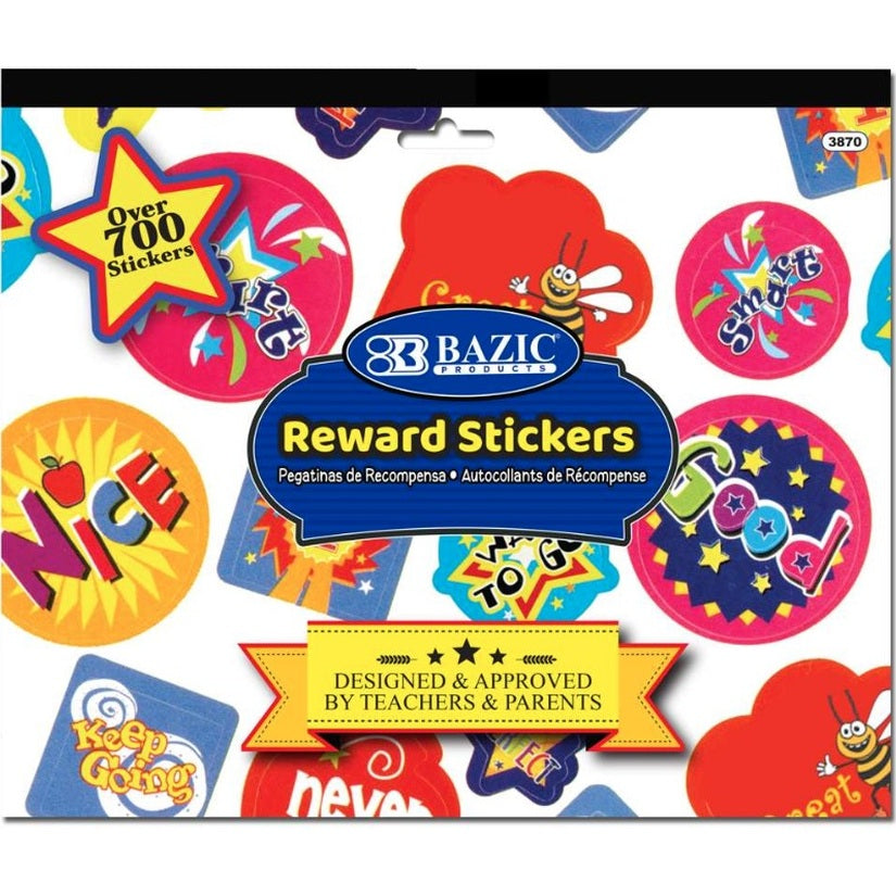 Package of Bazic reward stickers with assorted designs.