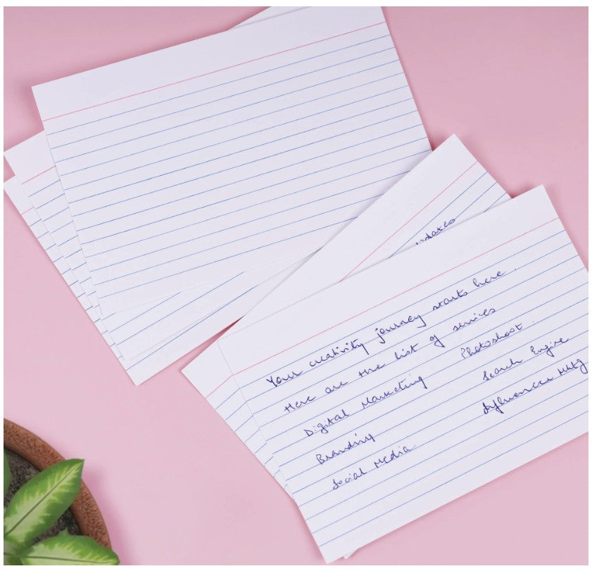 TARJETAS DE ÍNDICE CON RAYOS DE 4 X 6, PAQUETE DE 100