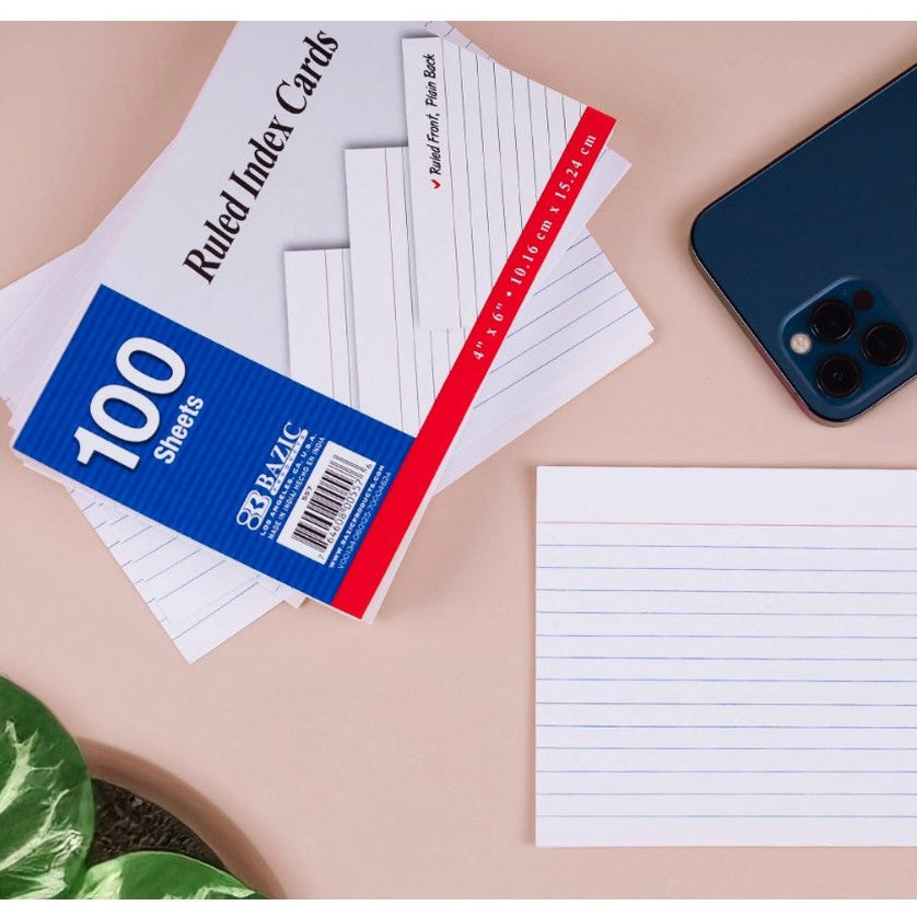 4 X 6 RULED INDEX CARDS 100 PK