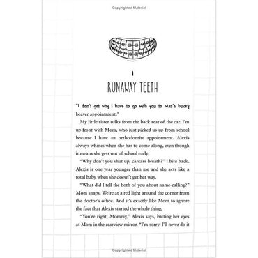A page of text from a book with a cartoon illustration of teeth with braces at the top.