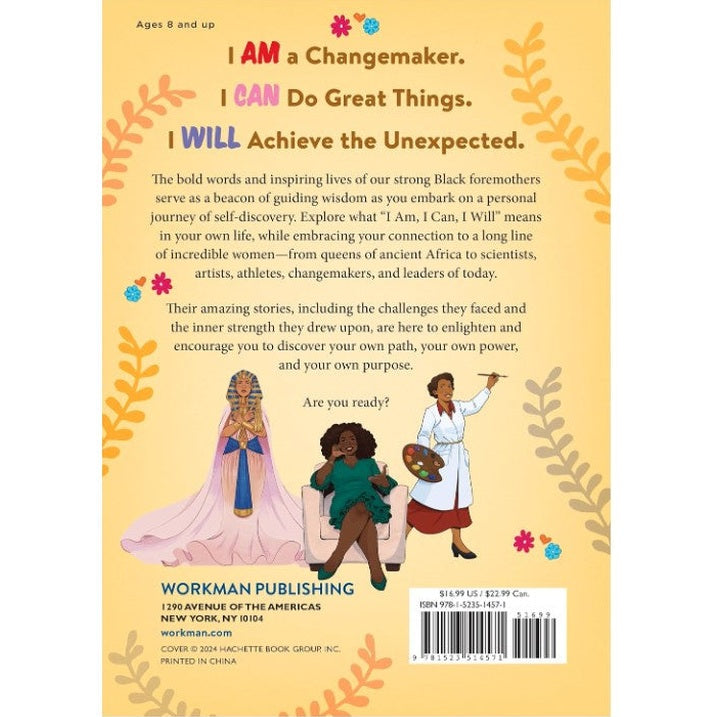 Book cover with "I Am a Changemaker." Images of three Black women: queen, woman in chair, painter. Ages 8 and up.