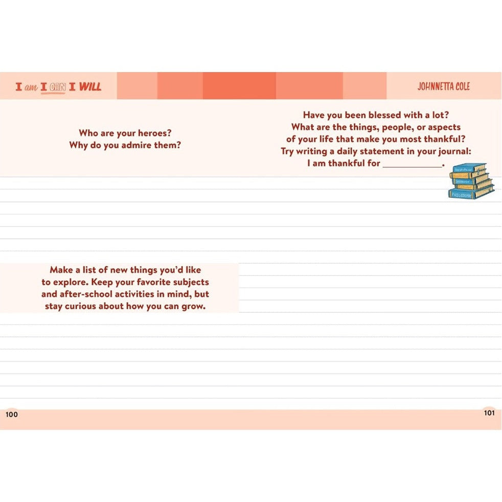 Page from a journal with writing prompts.