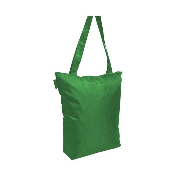 16 IN GREEN ZIP TOP TOTE BAG