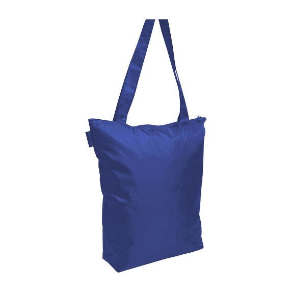 16 IN BLUE ZIP TOP TOTE BAG