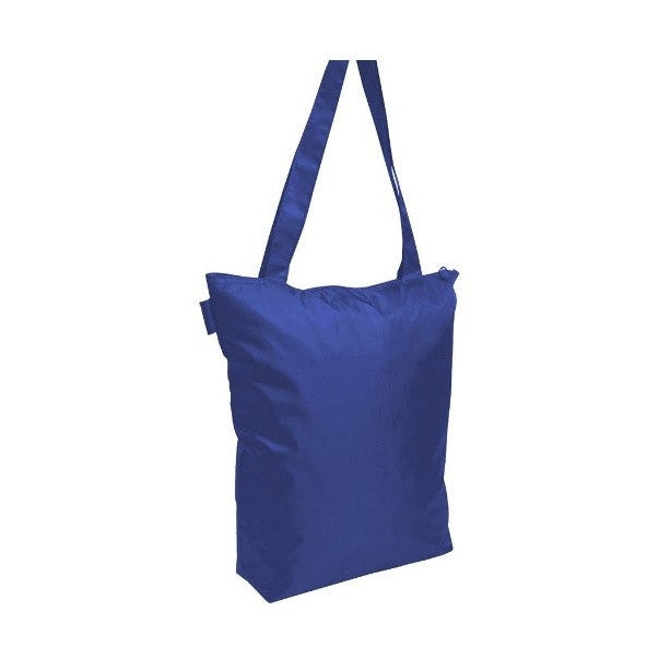 16 IN BLUE ZIP TOP TOTE BAG