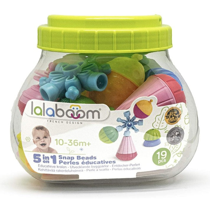 A jar of Lalaboom snap beads.