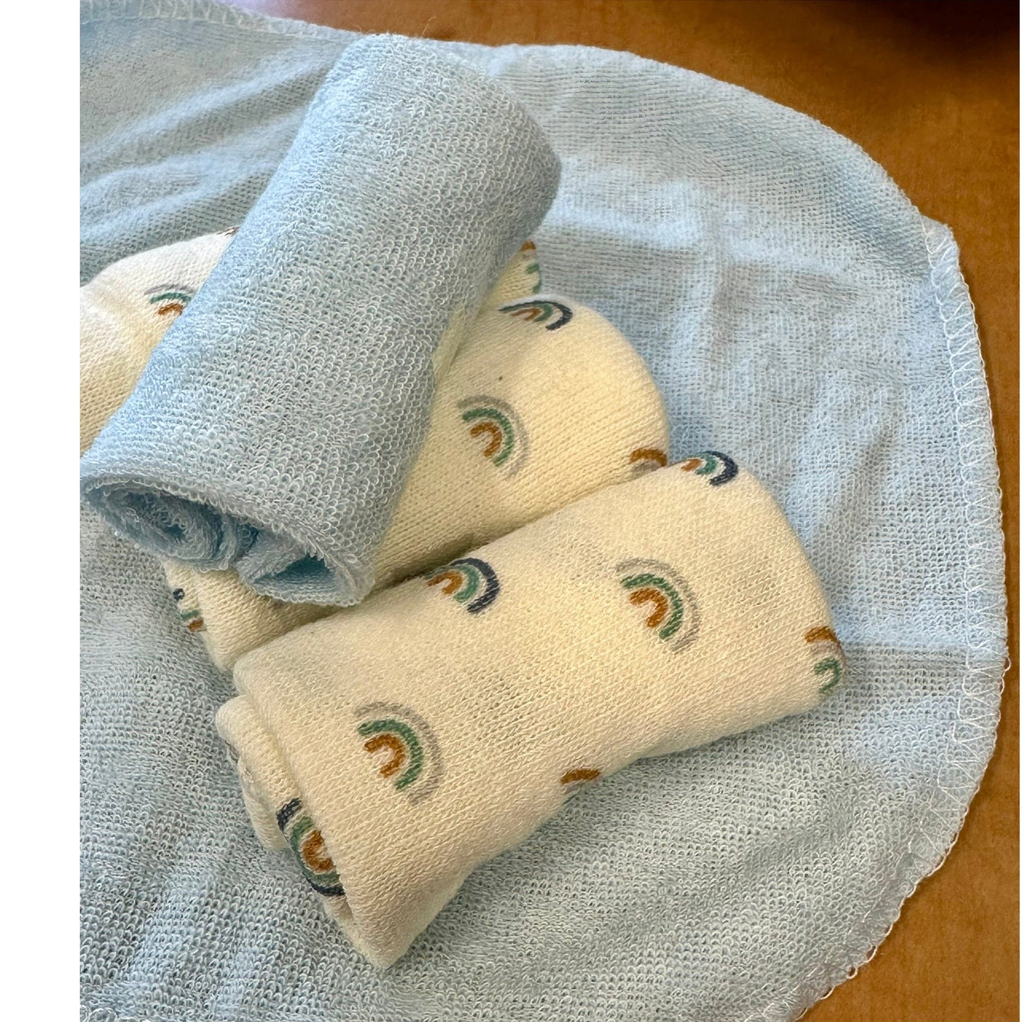 6 PC BLUE HIPPO HOODED TOWEL SET