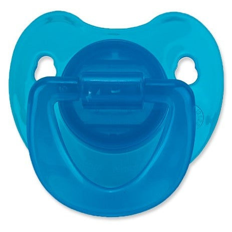 Blue pacifier.