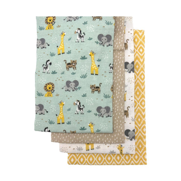 4 PC BOY'S RECEIVING BLANKET SAFARI FRIENDS