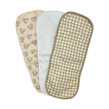 3 PC NEUTRAL BURP CLOTH SET TEDDY BEARS