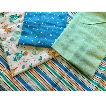 4 PC BOY'S RECEIVING BLANKET SPACE DINOS