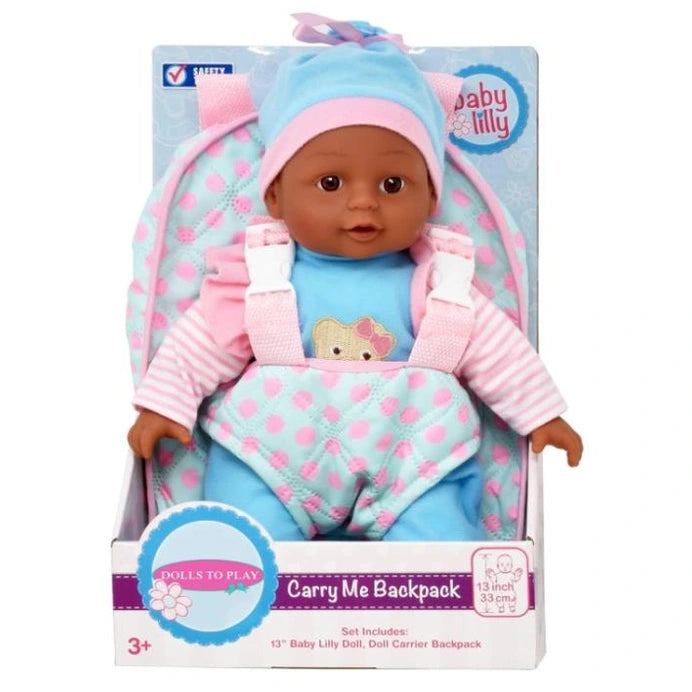 13 IN BLACK BABY LILLY WITH BACKPACK