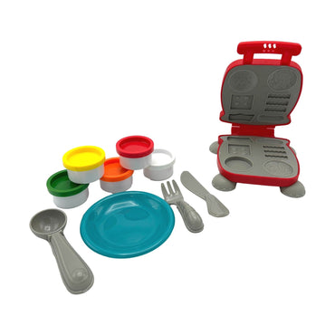 Toy play food and cooking set.