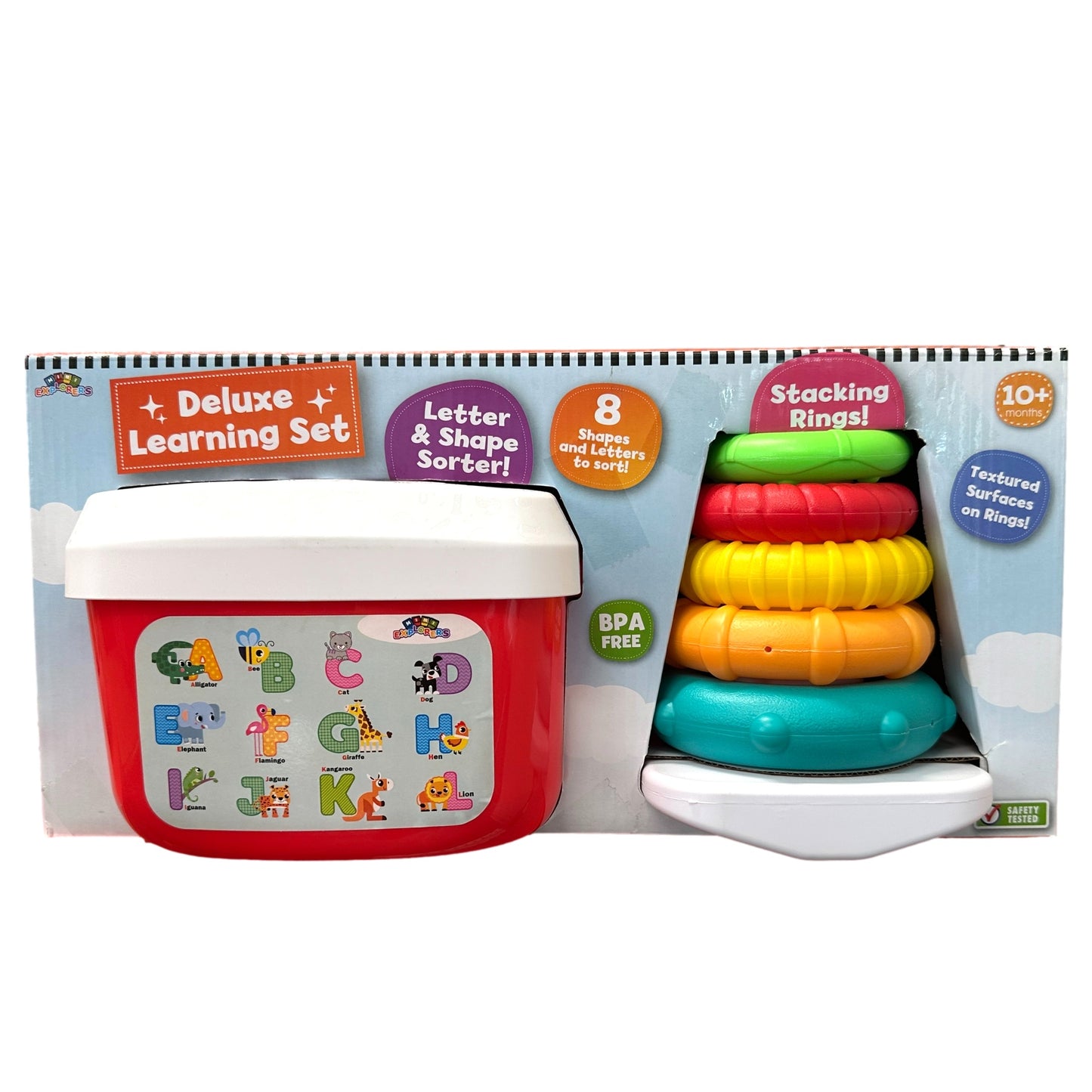 DELUXE TODDLER LEARNING SET SHAPE SORTER & STACKING RINGS