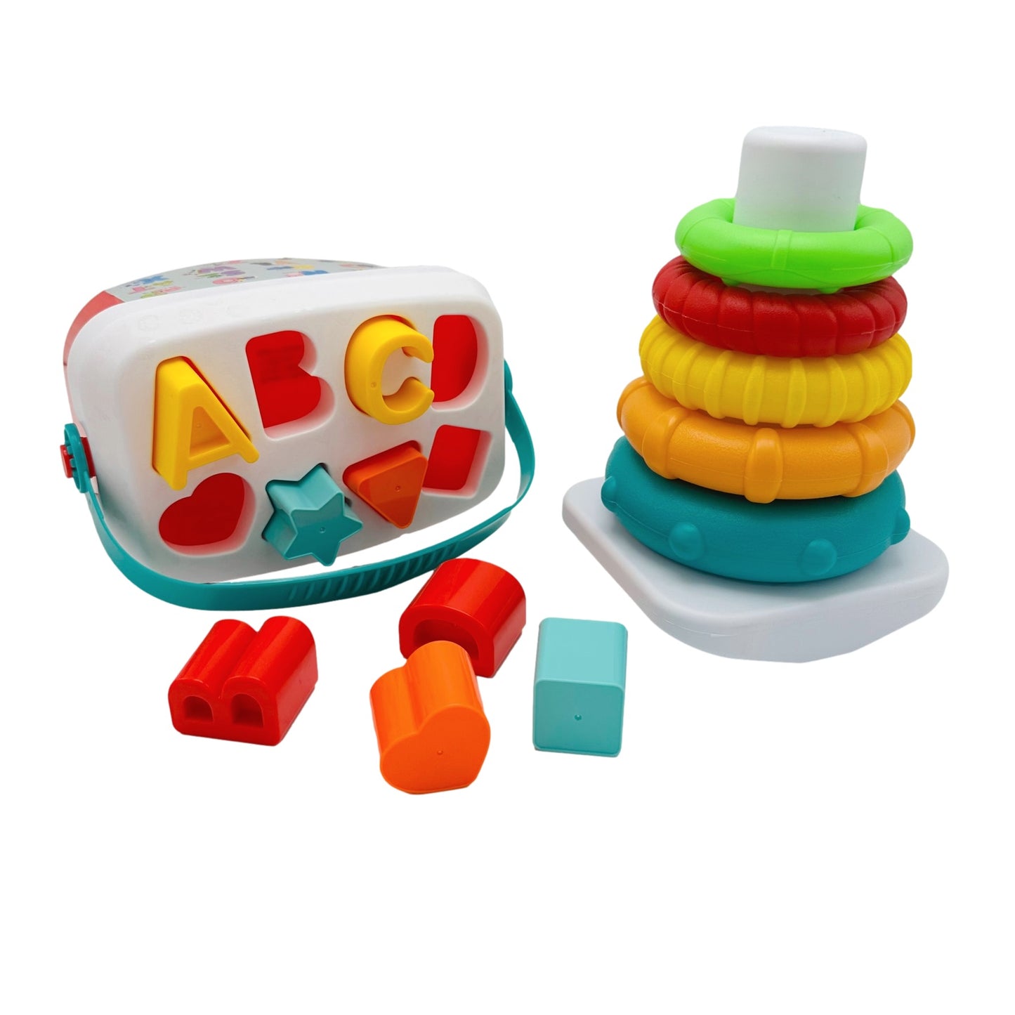 DELUXE TODDLER LEARNING SET SHAPE SORTER & STACKING RINGS