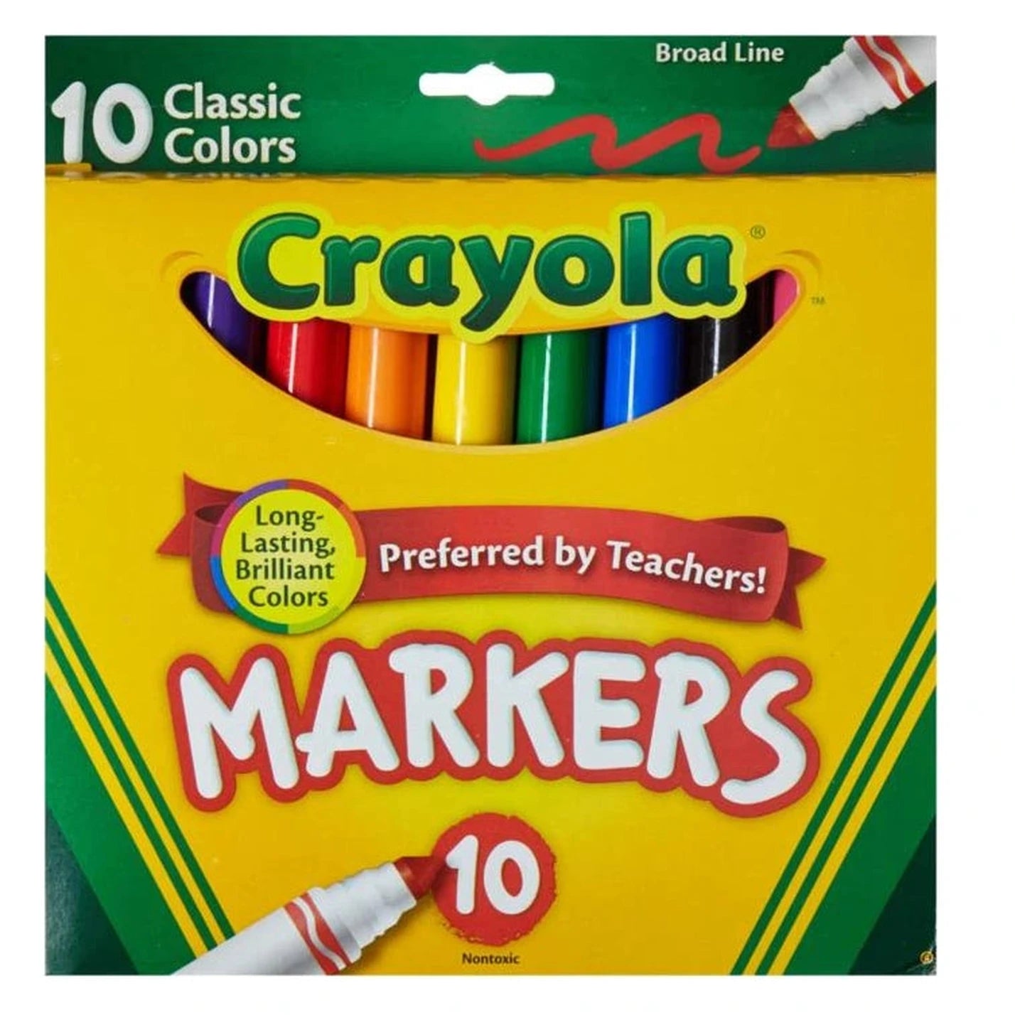 CRAYOLA 10CT BROAD LINE MARKER CLASSIC COLORS