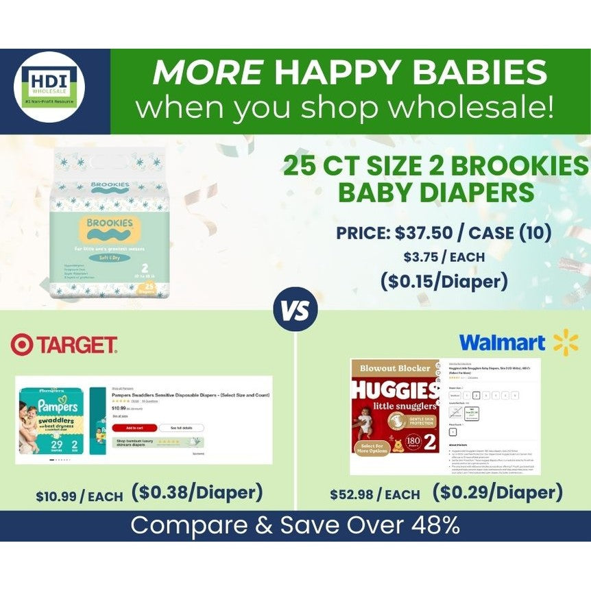 25 CT SIZE 2 BABY DIAPERS FOR 10 TO 18 LBS