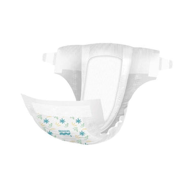 White diaper with starburst pattern.