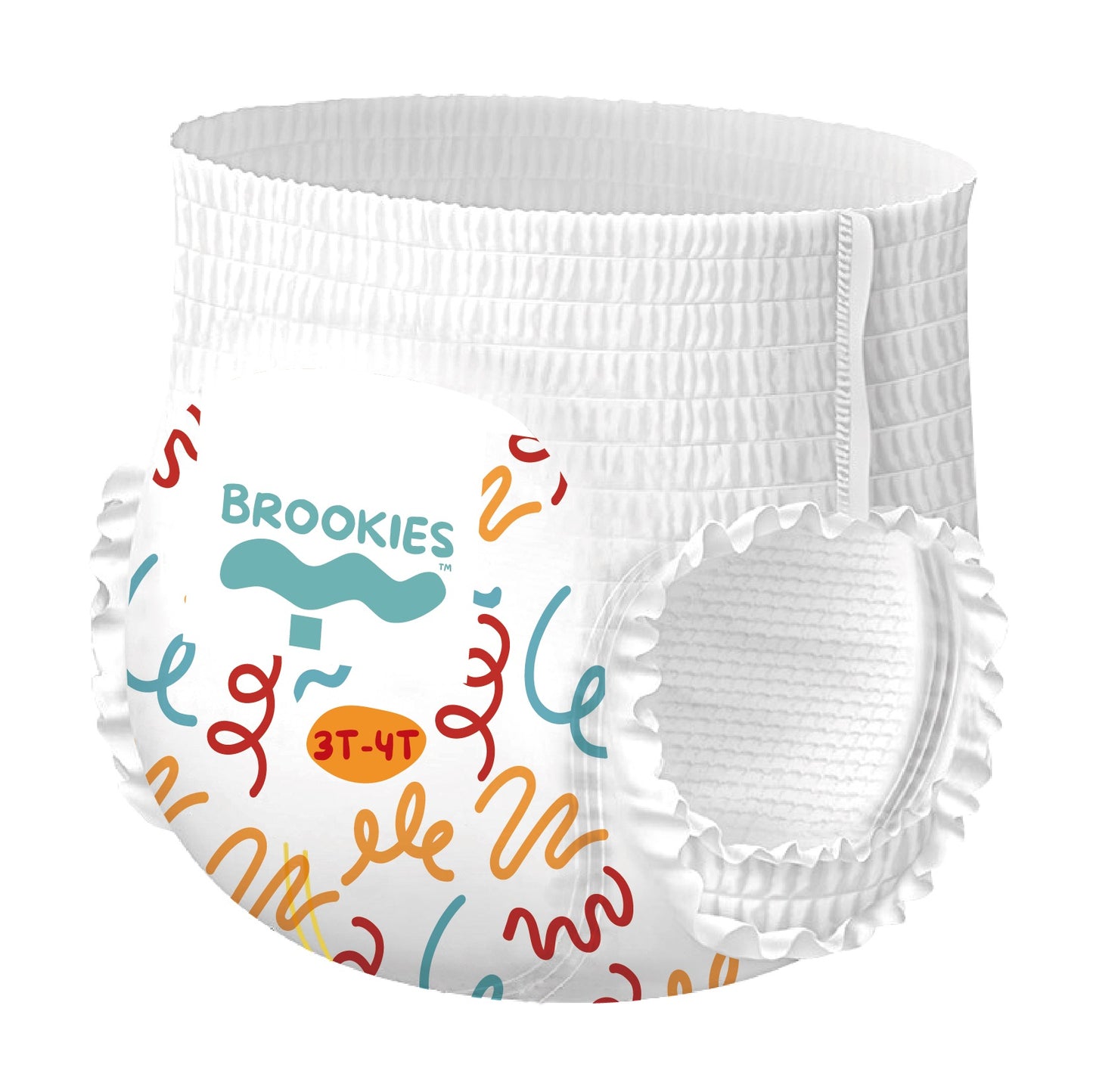 White Brookies brand pull-up diaper.