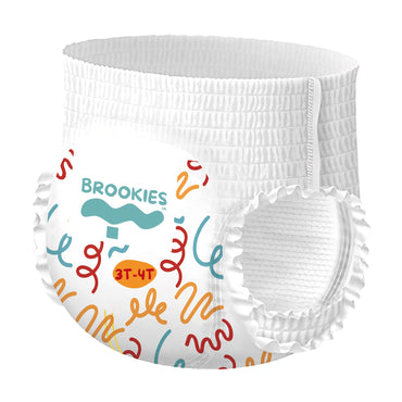 White Brookies brand pull-up diaper.