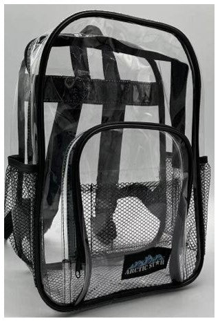 17 IN CLEAR VINYL BACKPACK WITH BLACK TRIM