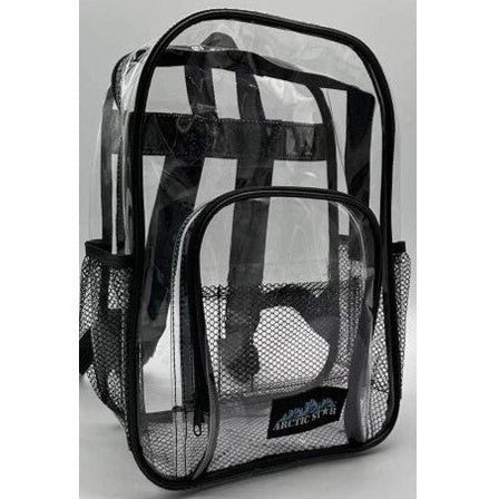 MOCHILA DE VINILO TRANSPARENTE DE 17 PULGADAS CON BORDE NEGRO