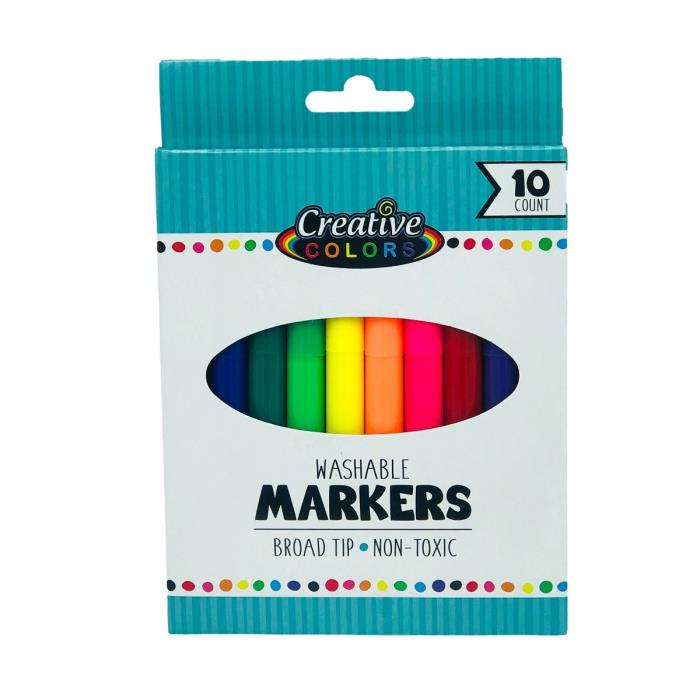 10 CT BROAD TIP MARKERS WASHABLE CLASSIC COLORS