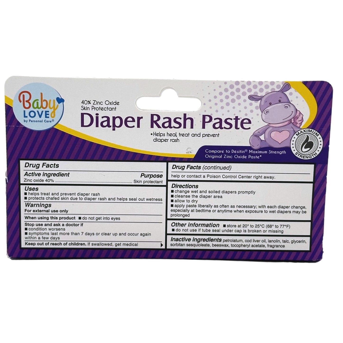 2 OZ DIAPER RASH PASTE 40% ZINC OXIDE SKIN PROTECTANT