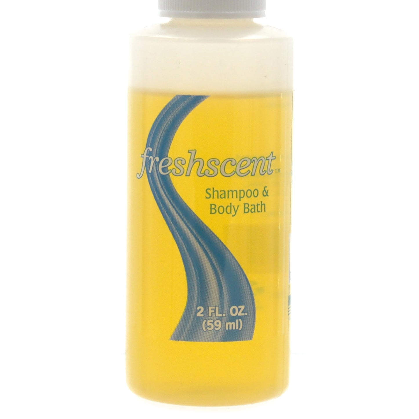 Yellow bottle of "freshscent" Shampoo & Body Bath.