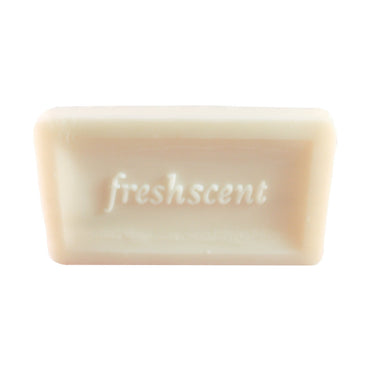 Ivory-colored bar of soap with the word "freshscent" embossed on the front.