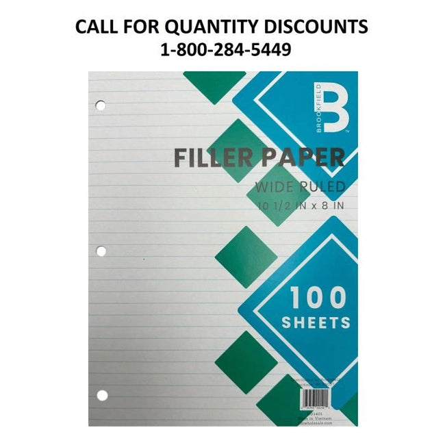WIDE RULED FILLER PAPER 100 SHEETS