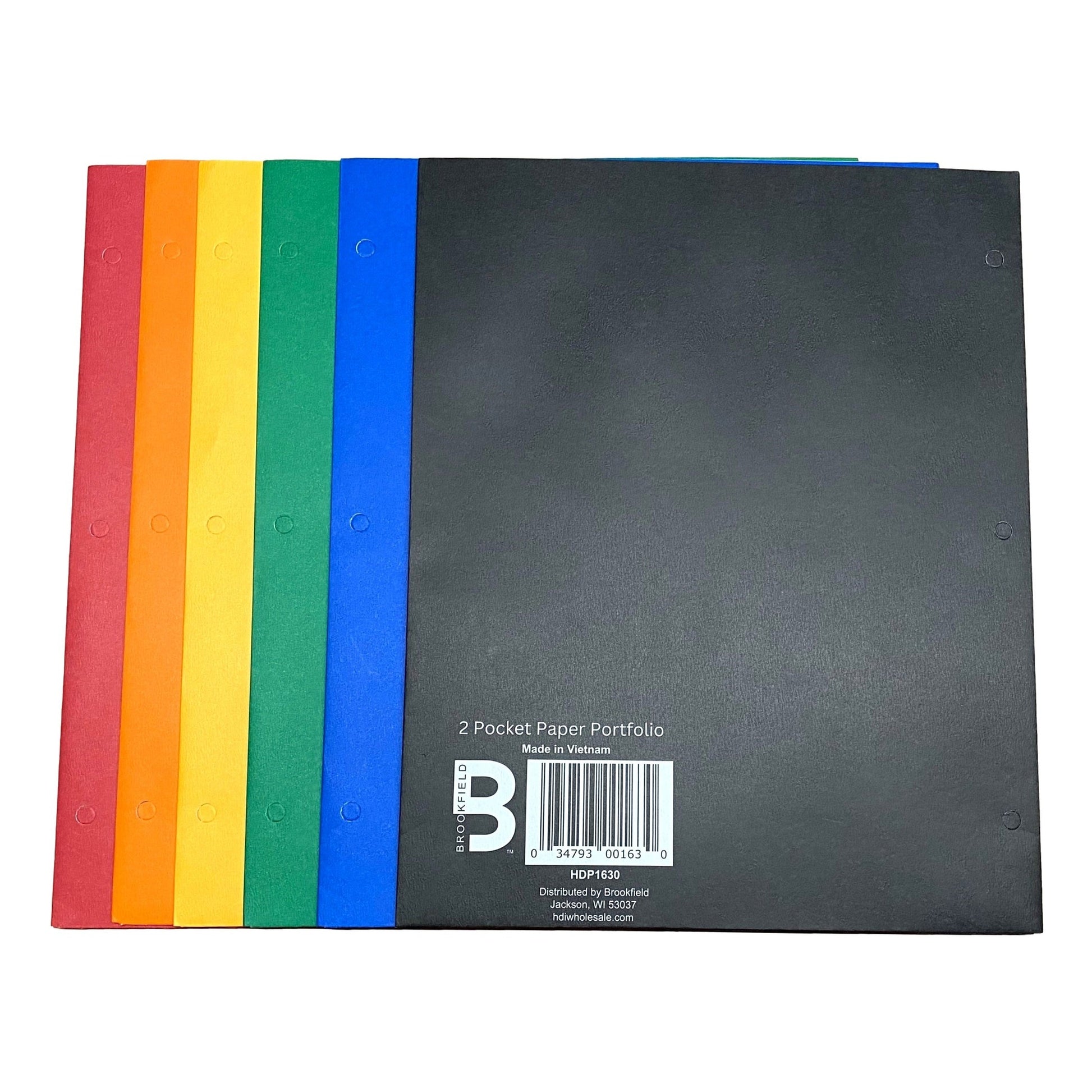 Colorful paper portfolios.