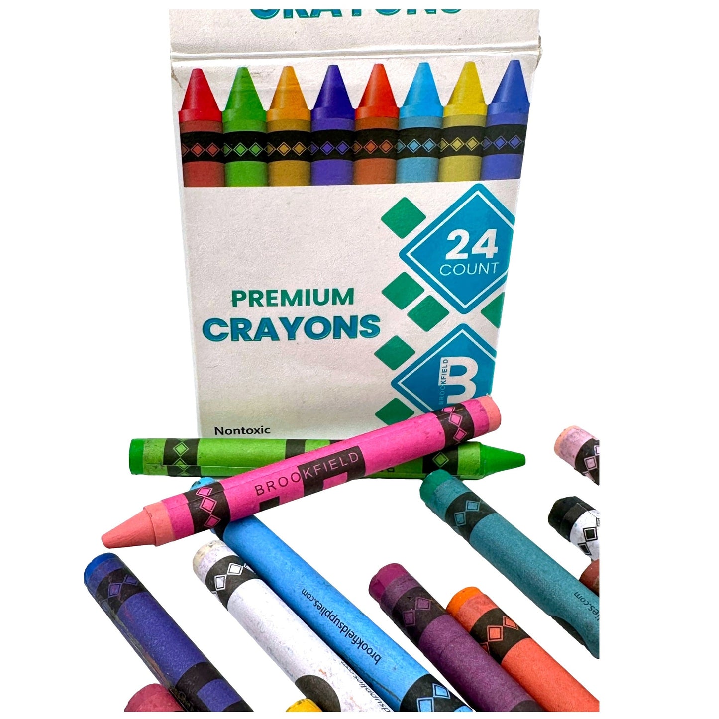 Crayon box with loose crayons.