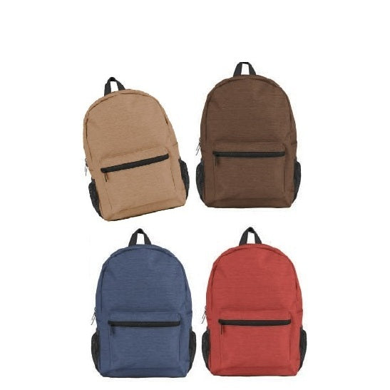 17 IN SCHOOL BACKPACK 2 MESH SIDE POCKETS ASSORTED