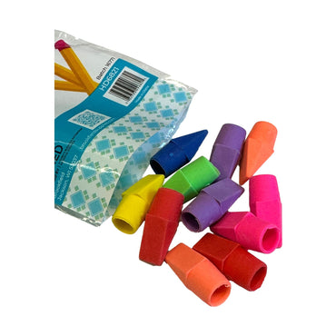 14 CT MULTI COLOR PENCIL CAP ERASERS